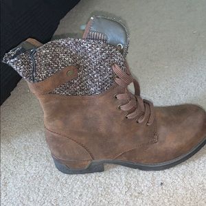 Brown combat boots